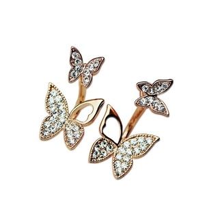 Jacket stud butterfly gold silver crystal drop